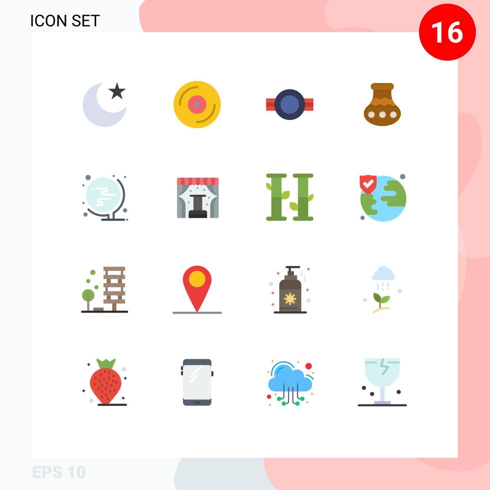 Universal Icon Symbols Group of 16 Modern Flat Colors of world festival military pongal sand Editable Pack of Creative Vector Design Elements