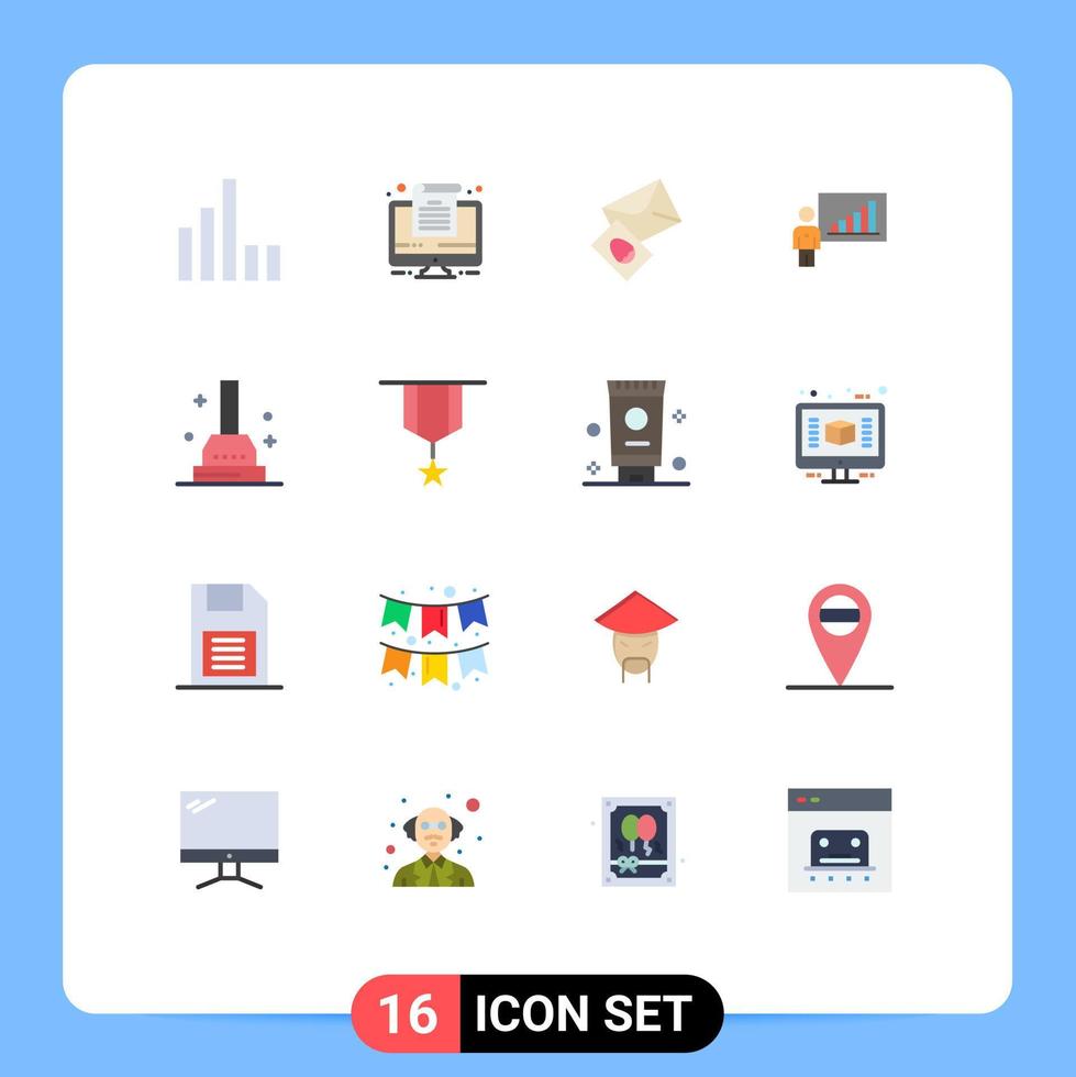 grupo de 16 signos y símbolos de colores planos para el gráfico de éxito de huevo de baño paquete editable de elementos creativos de diseño de vectores