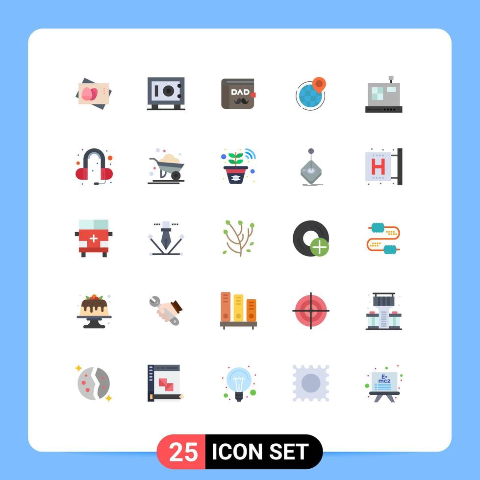 grupo de símbolos de iconos universales de 25 colores planos modernos de elementos de diseño de vectores editables de negocio de oficina de papá punto de caja