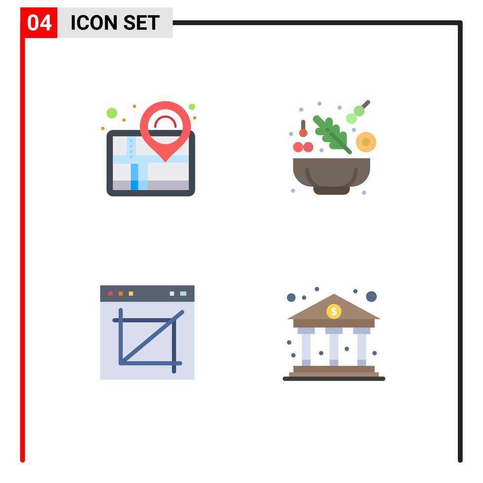 Flat Icon Pack of 4 Universal Symbols of map image crop success salad website Editable Vector Design Elements