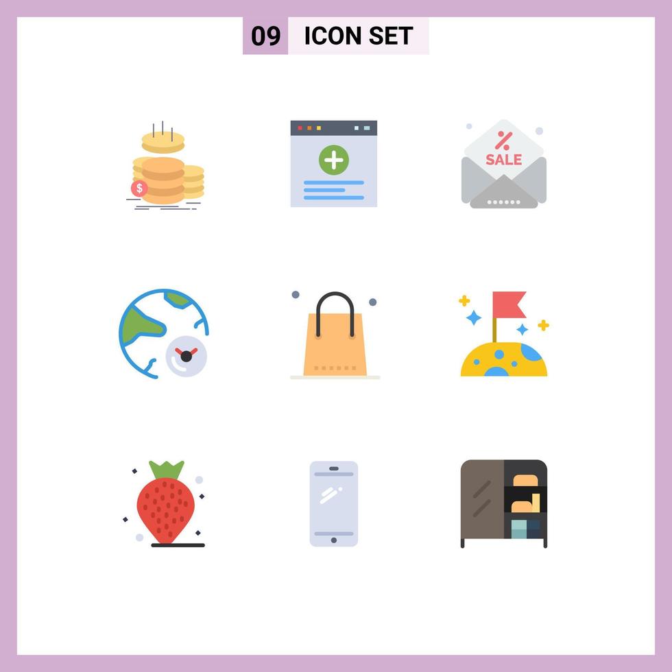 9 User Interface Flat Color Pack of modern Signs and Symbols of christmas research discount internet data Editable Vector Design Elements