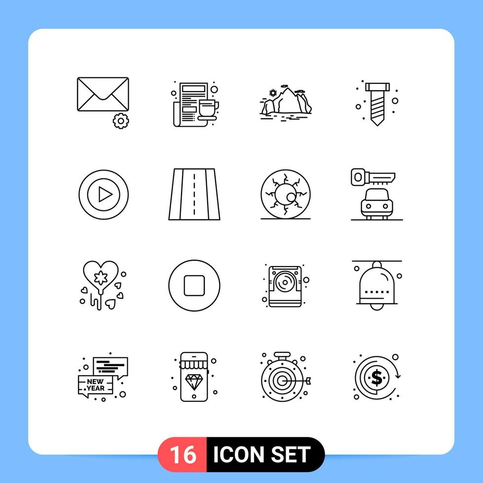 Stock Vector Icon Pack of 16 Line Signs and Symbols for video studio hill screw diy Editable Vector Design Elements
