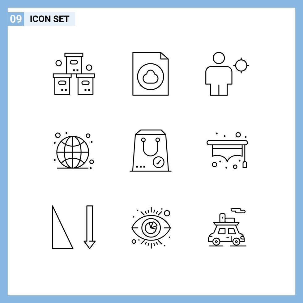 9 Thematic Vector Outlines and Editable Symbols of check internet avatar globe position Editable Vector Design Elements