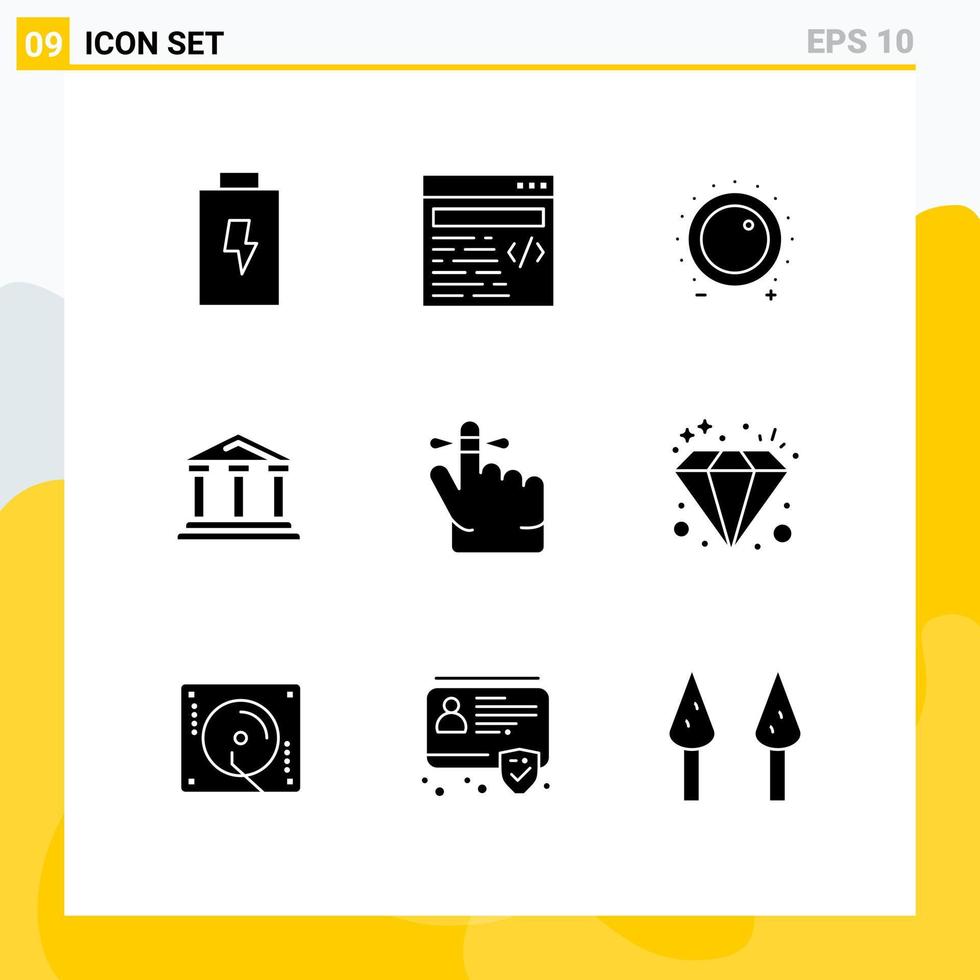 Editable Vector Line Pack of 9 Simple Solid Glyphs of keep law gain court city Editable Vector Design Elements