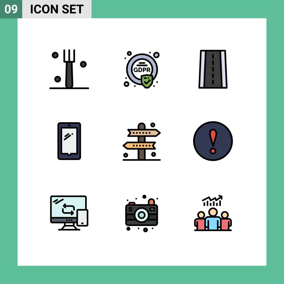 Set of 9 Modern UI Icons Symbols Signs for directions activities road iphone mobile Editable Vector Design Elements