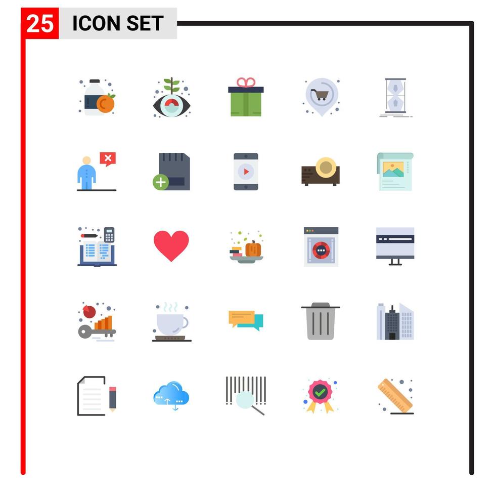 Mobile Interface Flat Color Set of 25 Pictograms of sand clock clock ecommerce access real Editable Vector Design Elements