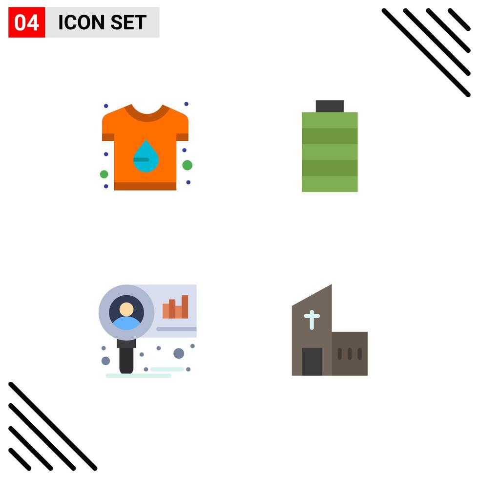 Pack of 4 Modern Flat Icons Signs and Symbols for Web Print Media such as brand diagram print electric research Editable Vector Design Elements