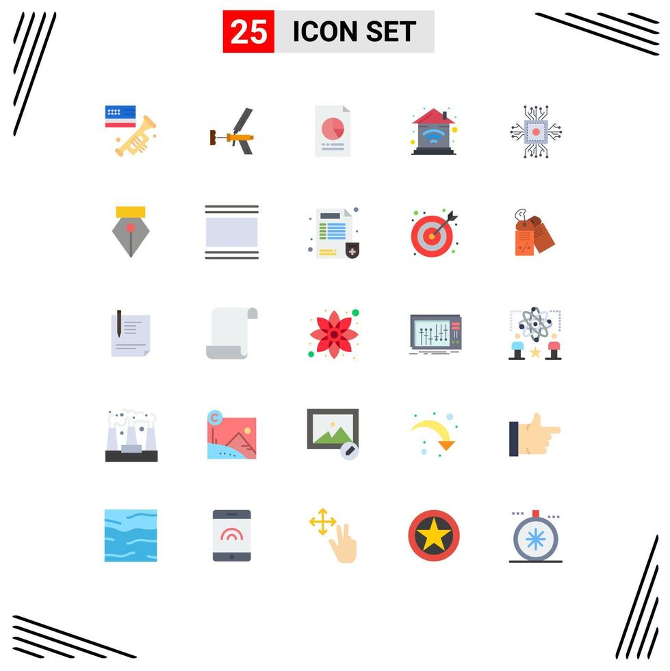 Modern Set of 25 Flat Colors Pictograph of property graph repair file document Editable Vector Design Elements