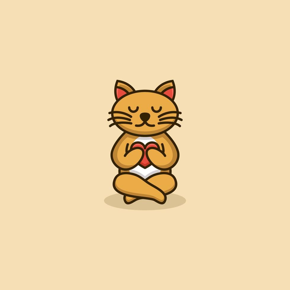 Cat cute concept logo design vector