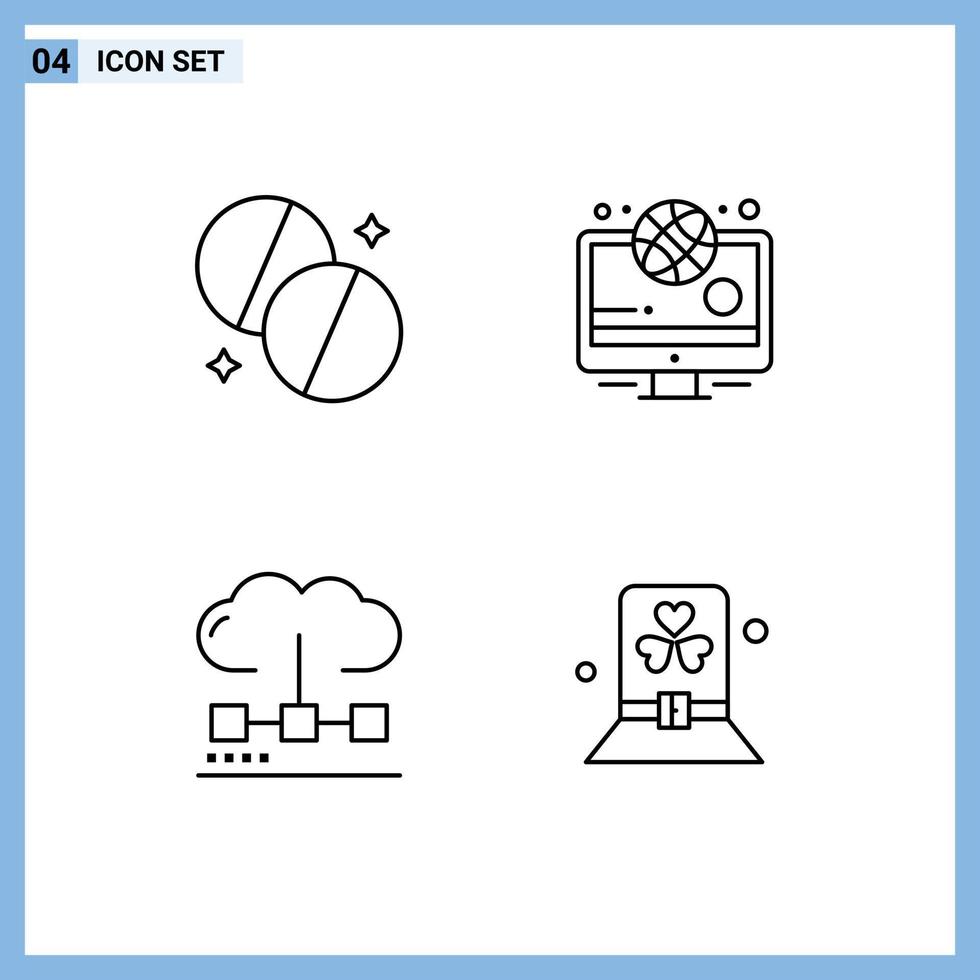 Set of 4 Modern UI Icons Symbols Signs for antibiotics engine medicine sport optimization Editable Vector Design Elements