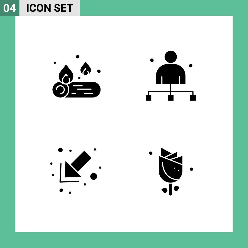 Stock Vector Icon Pack of 4 Line Signs and Symbols for camp down boss director flower Editable Vector Design Elements