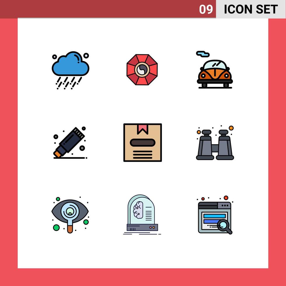 9 Creative Icons Modern Signs and Symbols of e box automobile stationary remover Editable Vector Design Elements