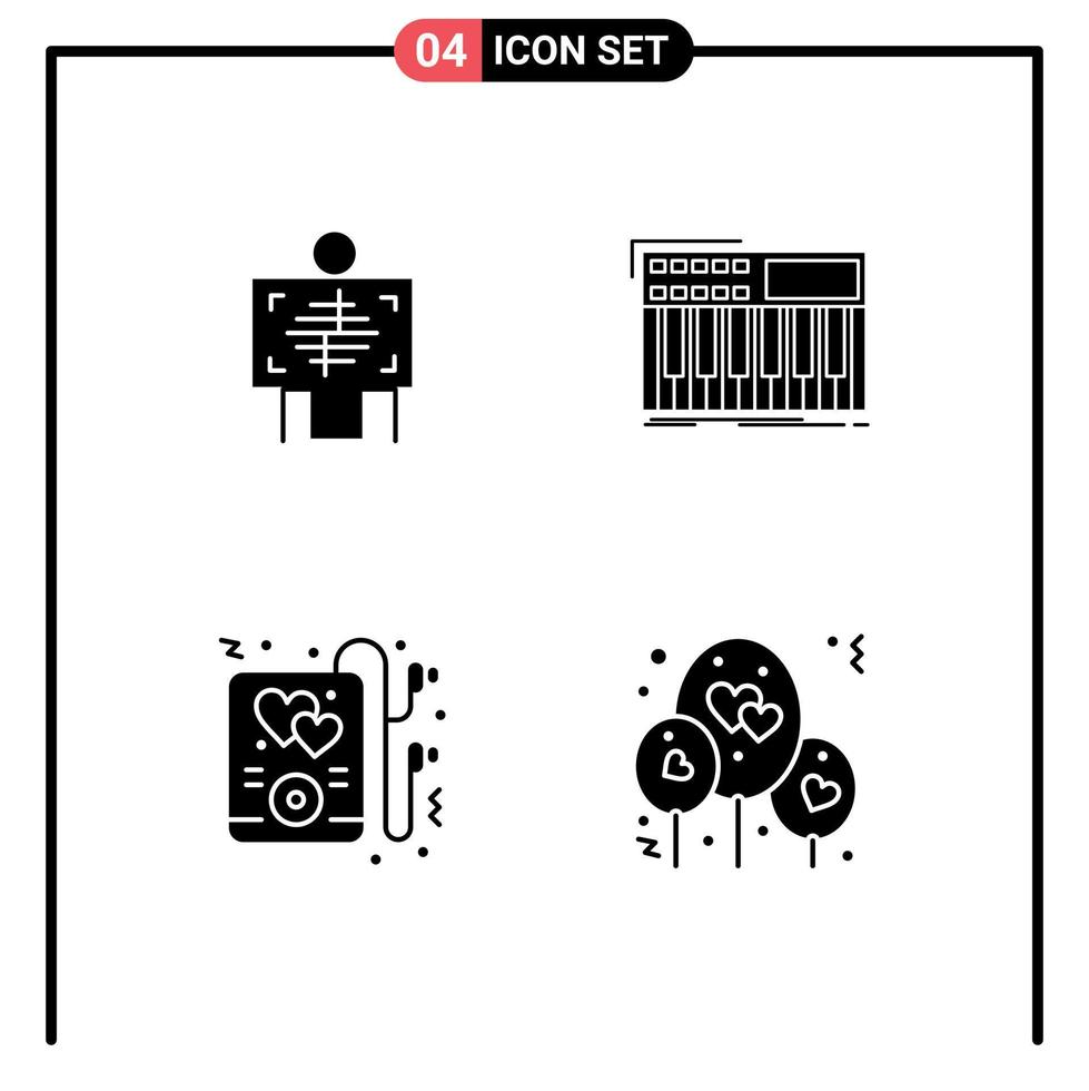 Solid Glyph Pack of Universal Symbols of xray headphone radiology midi party Editable Vector Design Elements