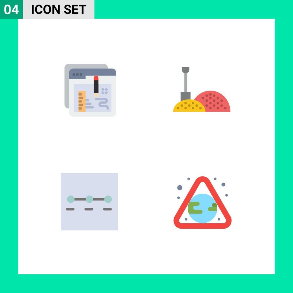 Pictogram Set of 4 Simple Flat Icons of browser steps education shovel earth Editable Vector Design Elements