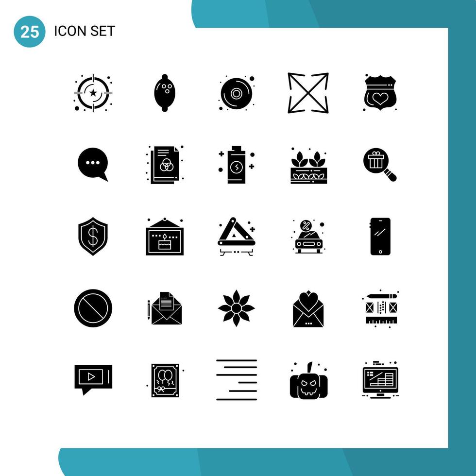 Universal Icon Symbols Group of 25 Modern Solid Glyphs of shield safe disk medical zoom Editable Vector Design Elements