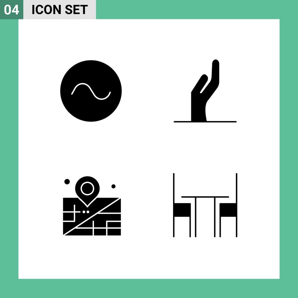 Set of 4 Commercial Solid Glyphs pack for sine chair alms location furniture Editable Vector Design Elements