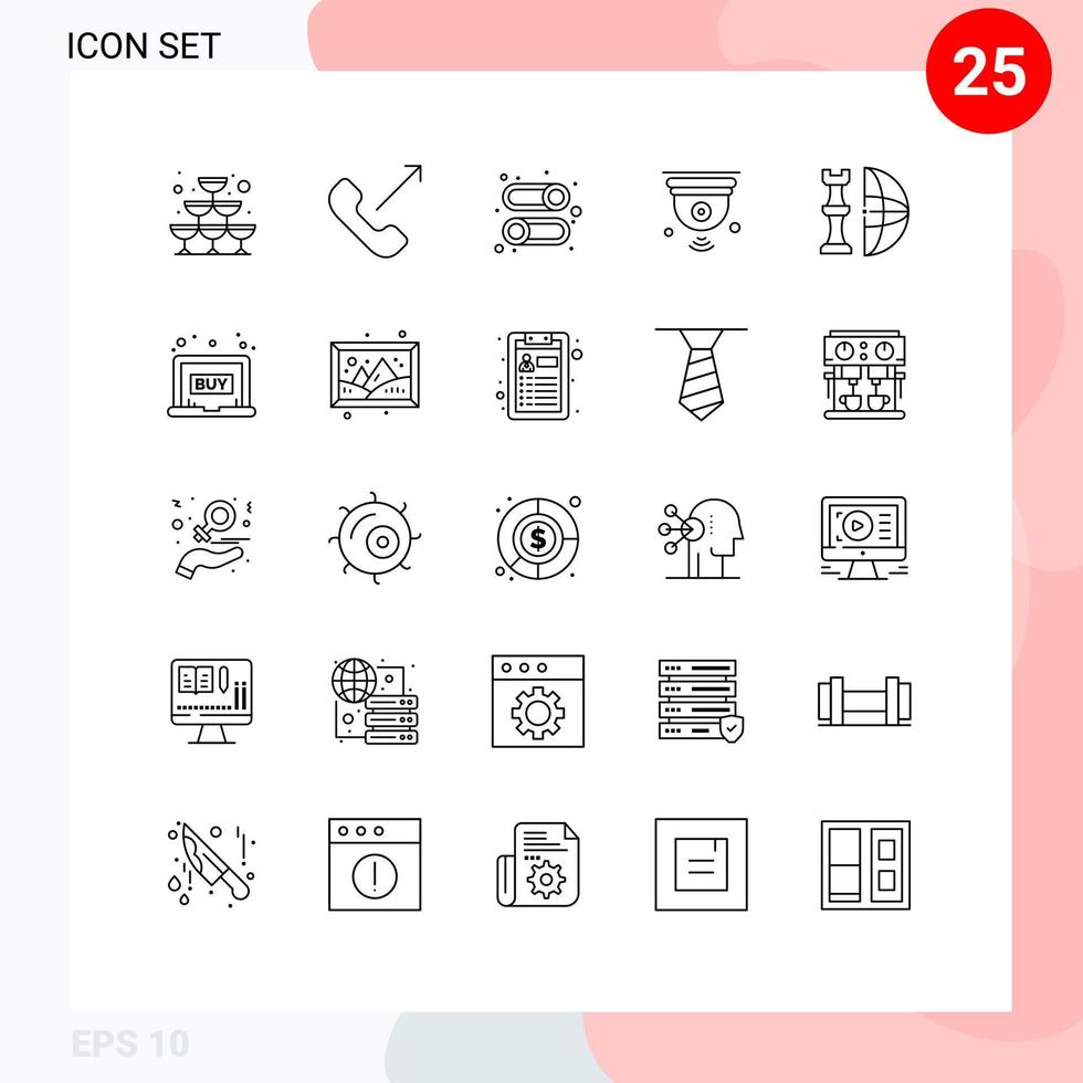 Universal Icon Symbols Group of 25 Modern Lines of chess iot enable internet of things camera Editable Vector Design Elements