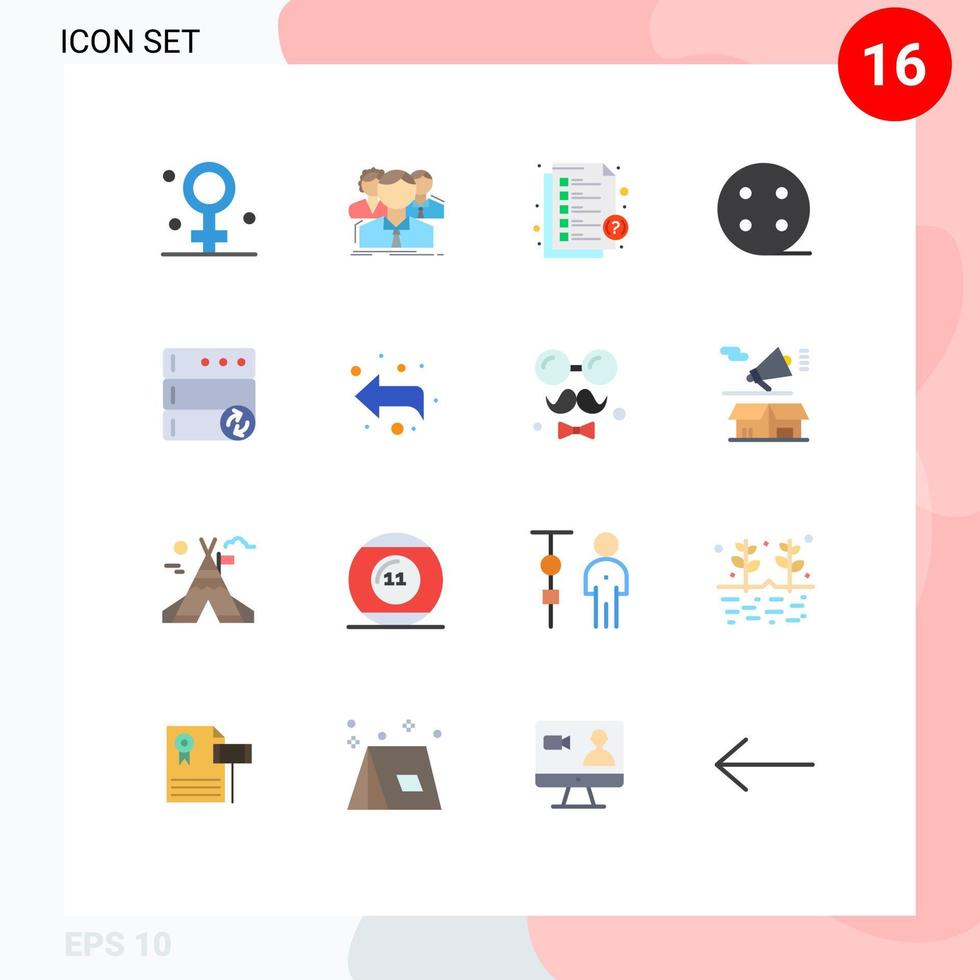 User Interface Pack of 16 Basic Flat Colors of server electric online charge support Editable Pack of Creative Vector Design Elements