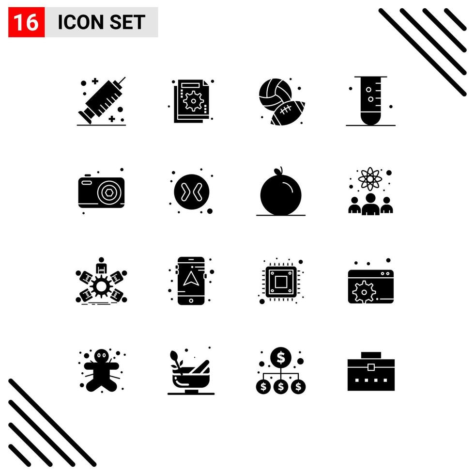 User Interface Pack of 16 Basic Solid Glyphs of dad laboratory football lab biology Editable Vector Design Elements