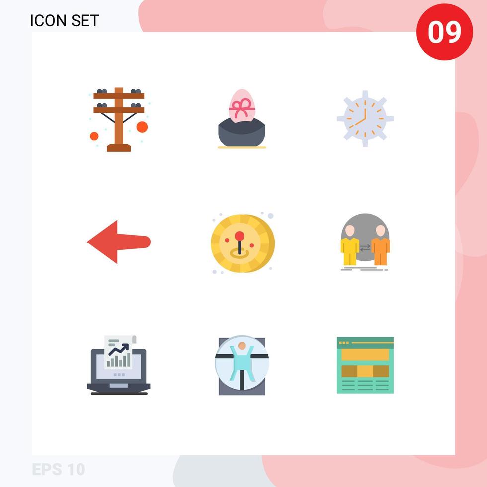 Set of 9 Modern UI Icons Symbols Signs for coin arrow clock work timing Editable Vector Design Elements