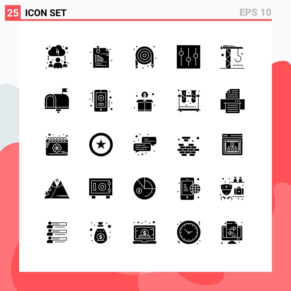 25 iconos creativos signos y símbolos modernos de configuración de construcción interfaz de manguera elementos básicos de diseño vectorial editables vector