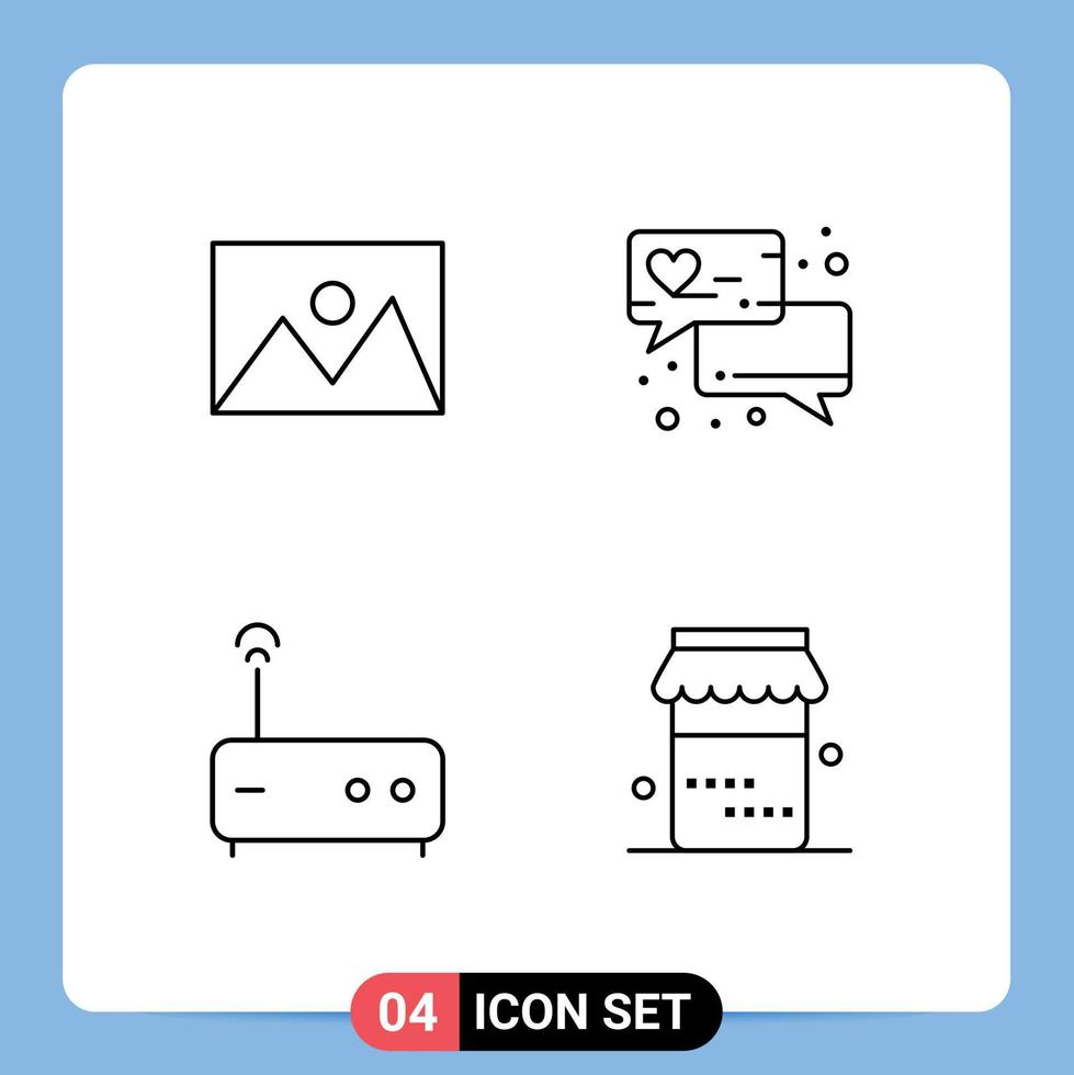 4 Creative Icons Modern Signs and Symbols of appliances modem house love message jam Editable Vector Design Elements