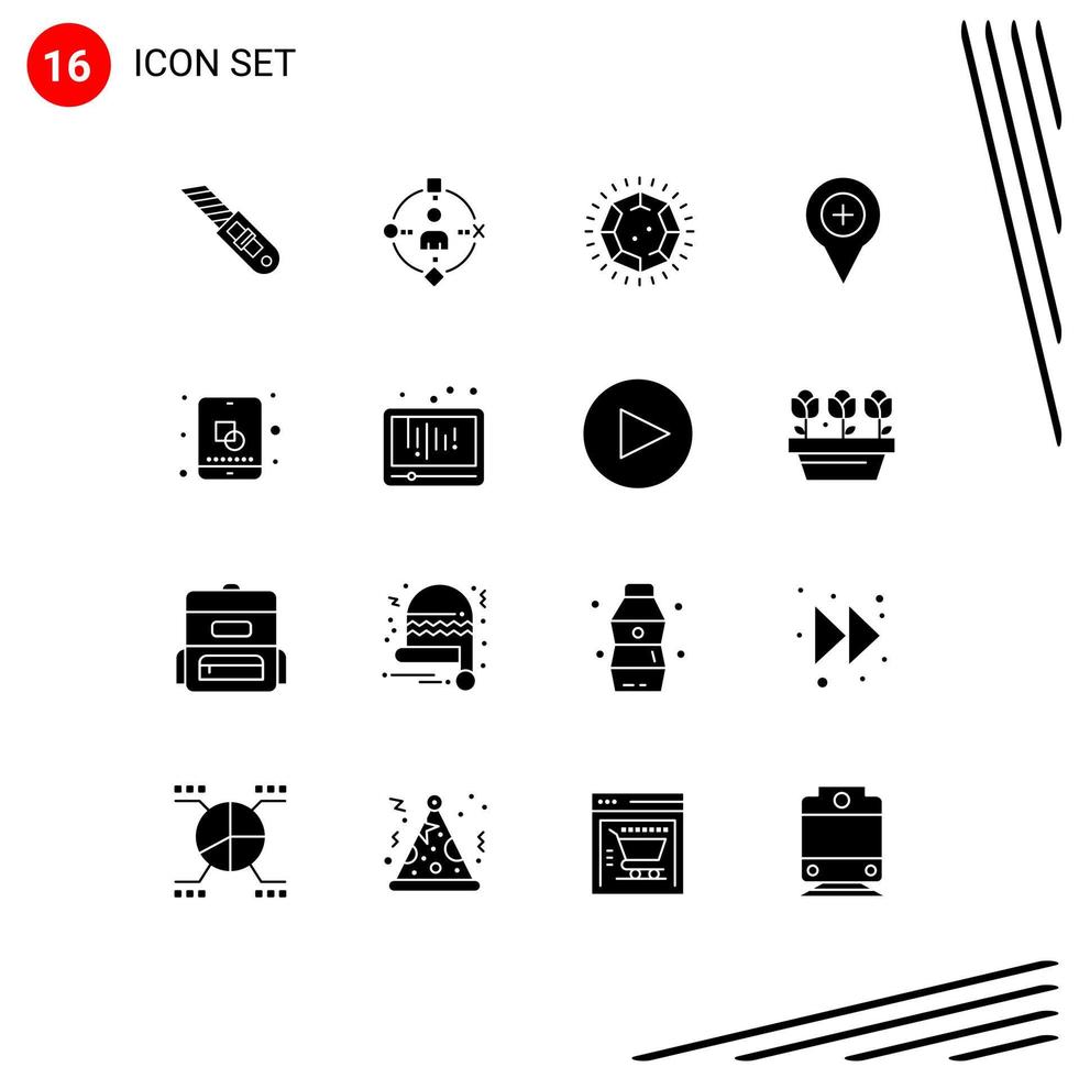 Stock Vector Icon Pack of 16 Line Signs and Symbols for design pin diamond navigation location Editable Vector Design Elements