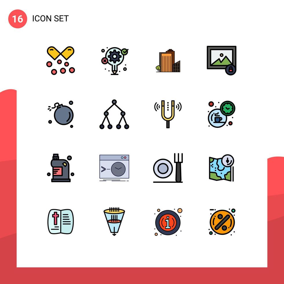 16 Creative Icons Modern Signs and Symbols of bomb lock process image tower Editable Creative Vector Design Elements