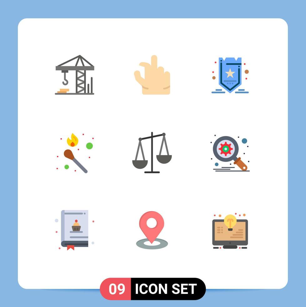 Flat Color Pack of 9 Universal Symbols of libra business seo balance match Editable Vector Design Elements