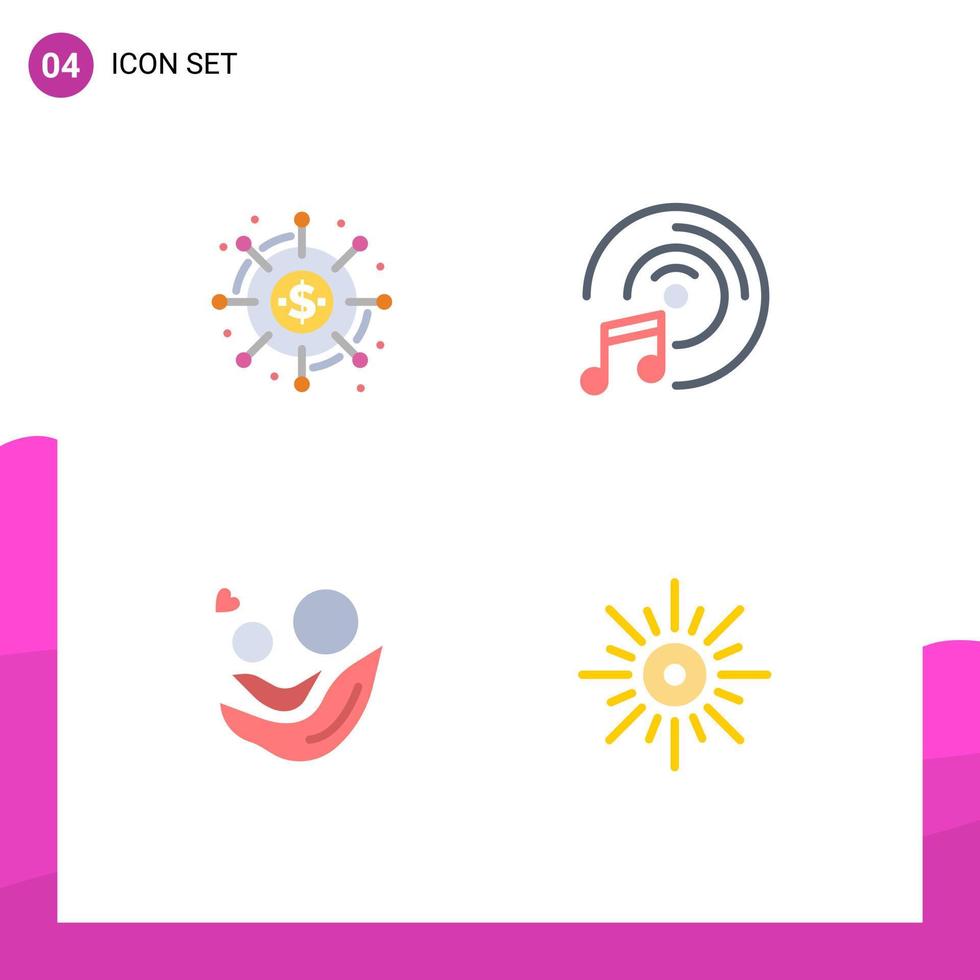 Modern Set of 4 Flat Icons Pictograph of campaign baby donation music day Editable Vector Design Elements