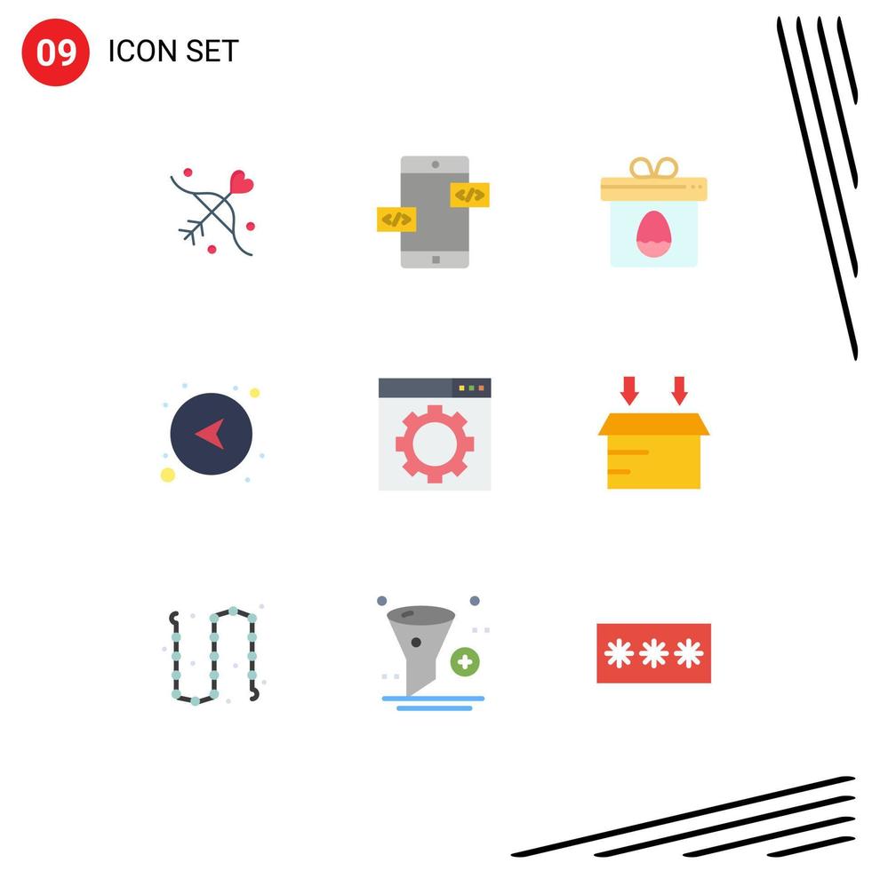 Set of 9 Modern UI Icons Symbols Signs for seo left gift network arrows Editable Vector Design Elements