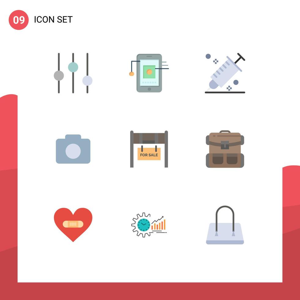 paquete de iconos de vector de stock de 9 signos y símbolos de línea para elementos de diseño de vector editables de instagram de imagen en color de edificio inmobiliario