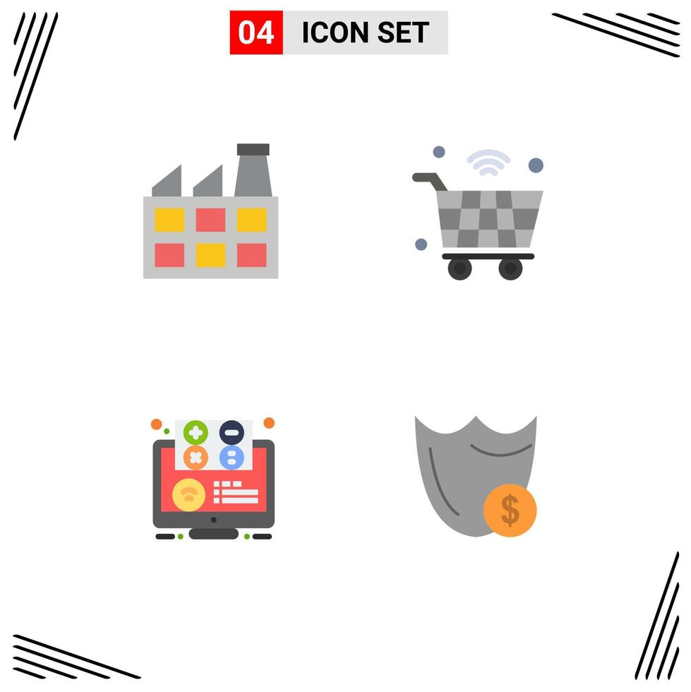 Universal Icon Symbols Group of 4 Modern Flat Icons of construction e cart iot education Editable Vector Design Elements