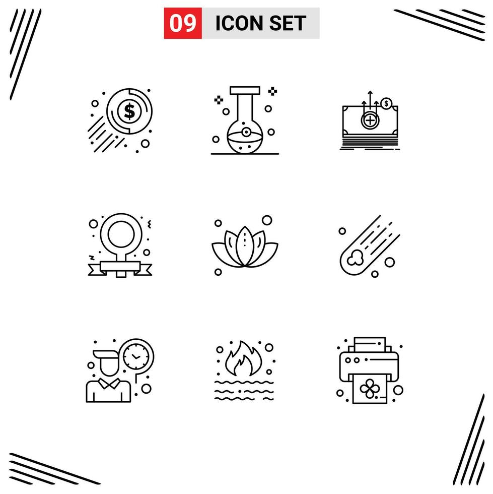 Set of 9 Vector Outlines on Grid for green feminism flask campaign transfer Editable Vector Design Elements