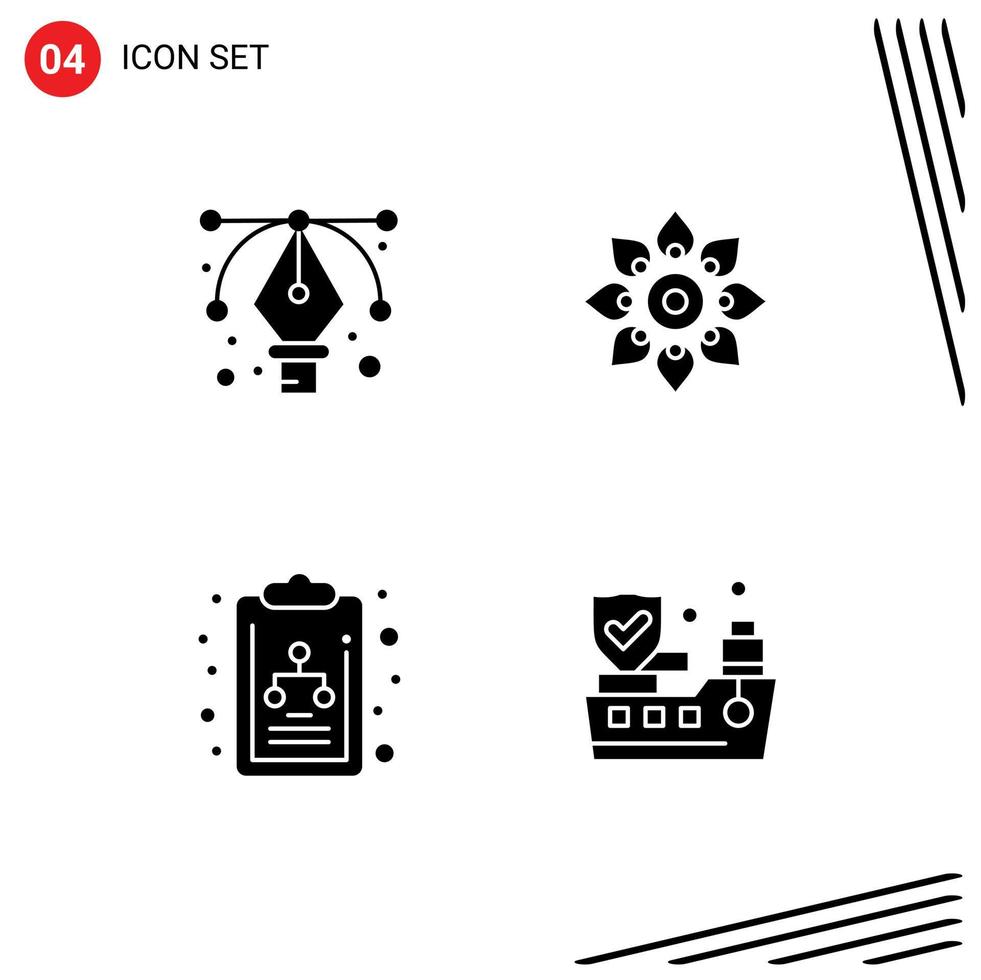 Universal Icon Symbols Group of 4 Modern Solid Glyphs of design chart celebrate diwali organization chart Editable Vector Design Elements