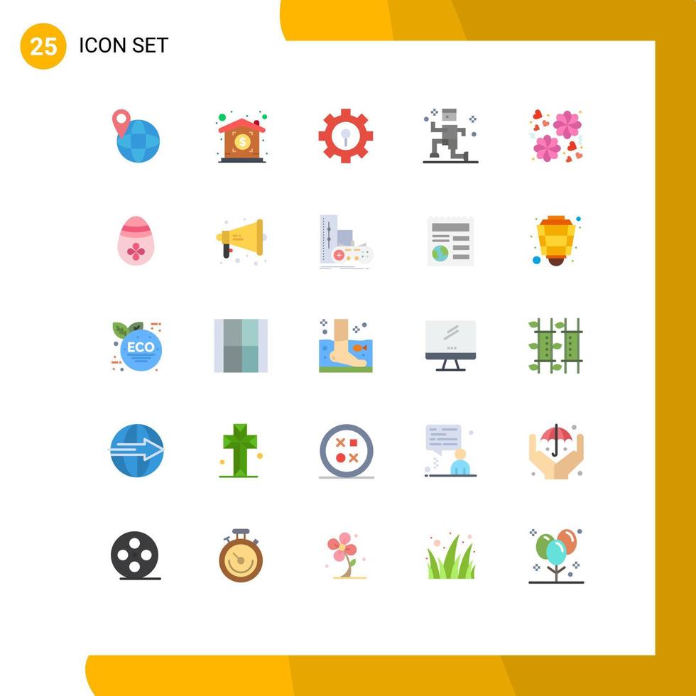 Universal Icon Symbols Group of 25 Modern Flat Colors of easter love protection gift running Editable Vector Design Elements