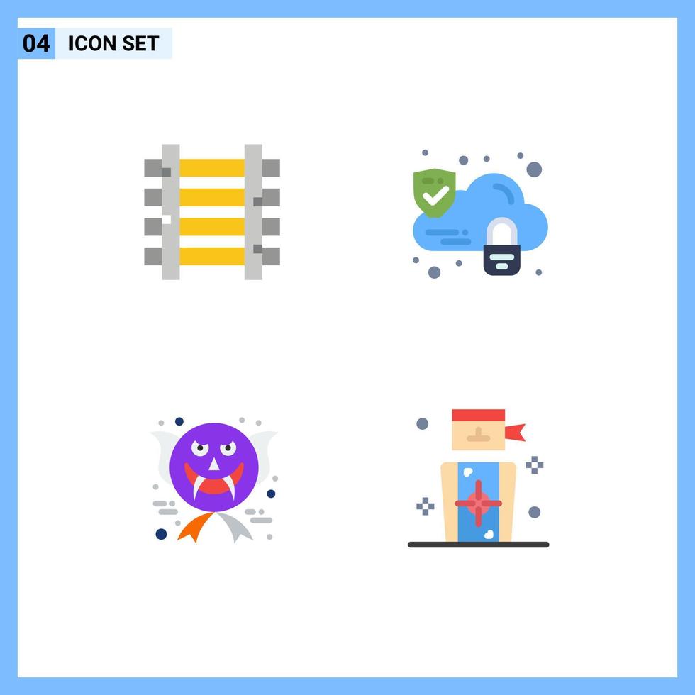 Pack of 4 creative Flat Icons of railways ghost transportation security darts Editable Vector Design Elements