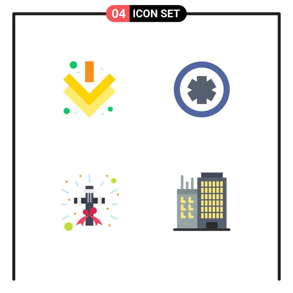 4 Universal Flat Icons Set for Web and Mobile Applications arrow religion medical test building Editable Vector Design Elements