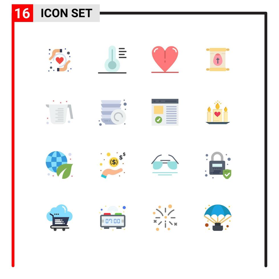 16 Universal Flat Color Signs Symbols of kitchen jug spring cooking easter Editable Pack of Creative Vector Design Elements