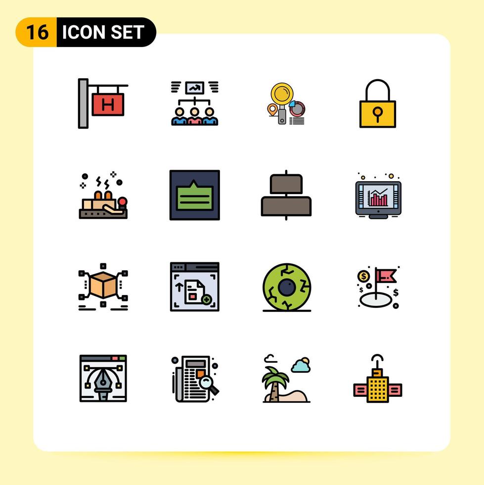 16 Flat Color Filled Line concept for Websites Mobile and Apps healing secure password search password lock lock Editable Creative Vector Design Elements