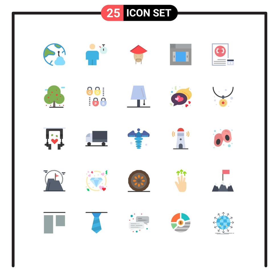 Group of 25 Modern Flat Colors Set for app design performance web monk Editable Vector Design Elements