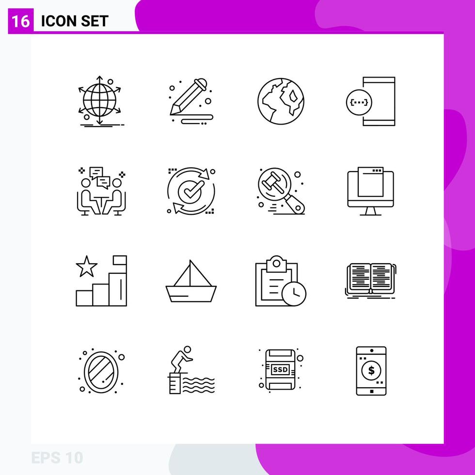 16 Creative Icons Modern Signs and Symbols of meeting development pencil develop app Editable Vector Design Elements