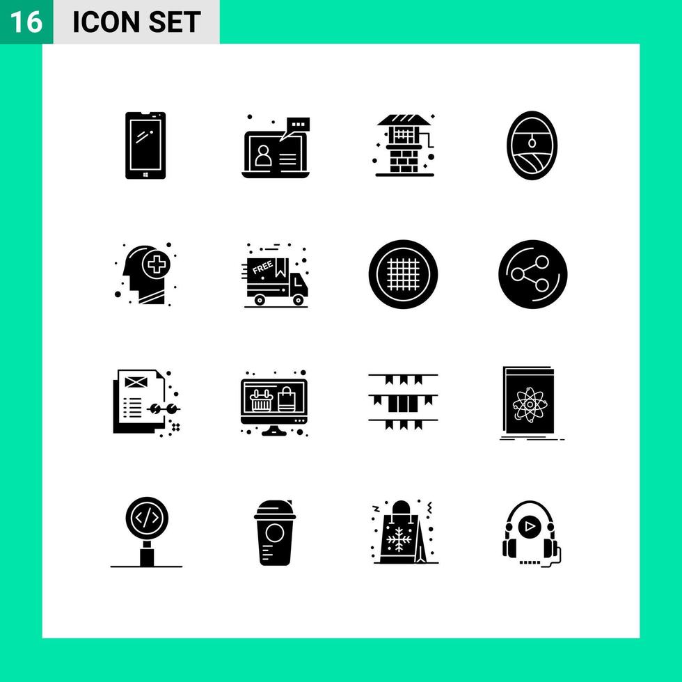 16 Creative Icons Modern Signs and Symbols of head porthole customer plane farming Editable Vector Design Elements