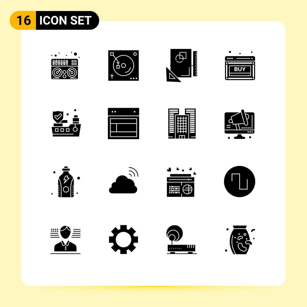 Pack of 16 creative Solid Glyphs of ship sale layout online buy Editable Vector Design Elements