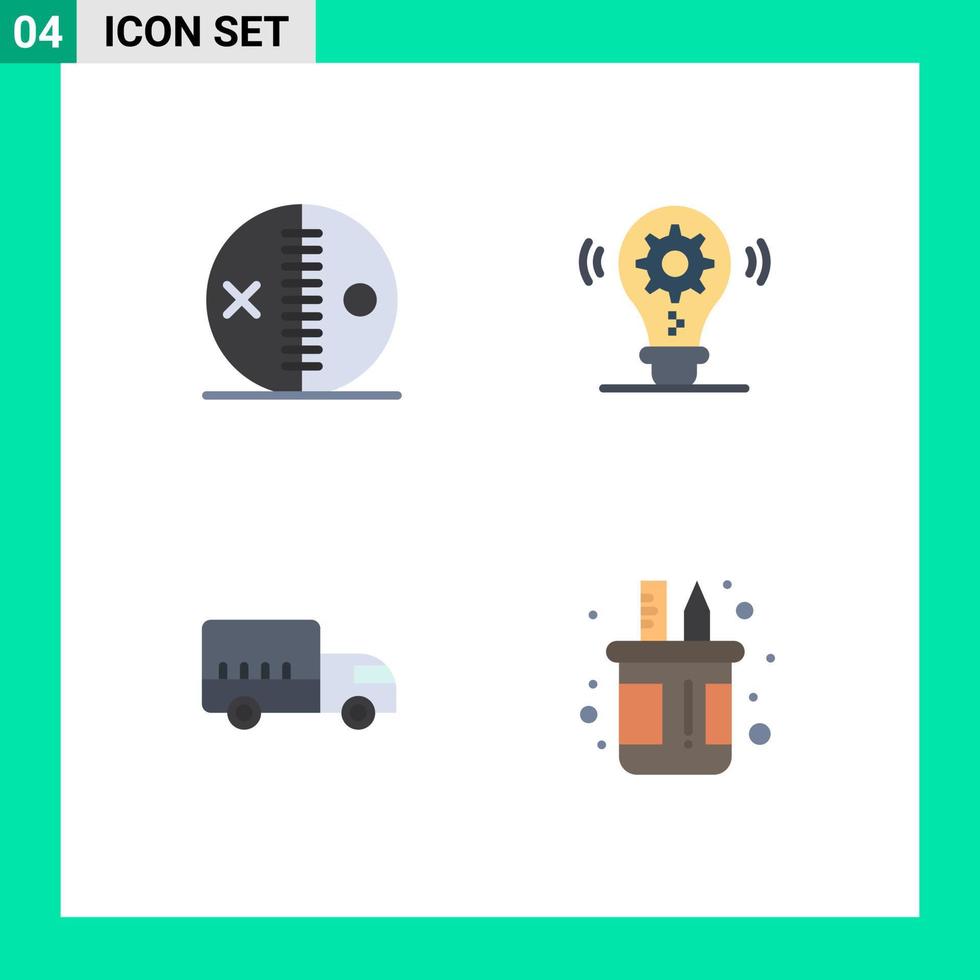 paquete de 4 iconos planos modernos, signos y símbolos para medios de impresión web, como la entrega de disfraces, la idea de punción, el transporte de elementos de diseño vectorial editables vector