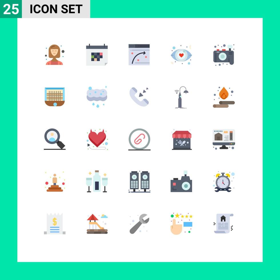 Universal Icon Symbols Group of 25 Modern Flat Colors of camera eye day dating window Editable Vector Design Elements