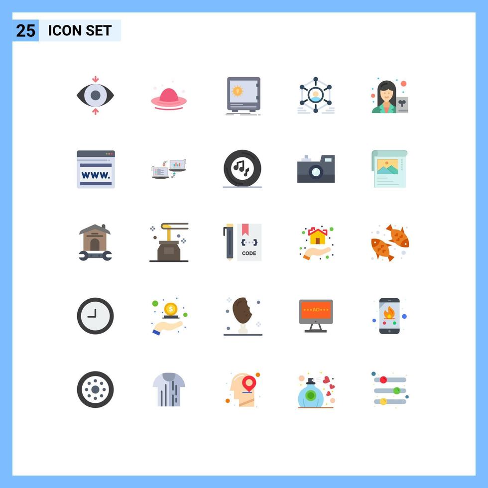 Pack of 25 Modern Flat Colors Signs and Symbols for Web Print Media such as female people deposit group network Editable Vector Design Elements