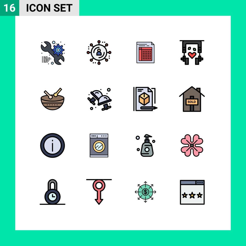 Set of 16 Modern UI Icons Symbols Signs for nature ear buds bill sheet invoice Editable Creative Vector Design Elements