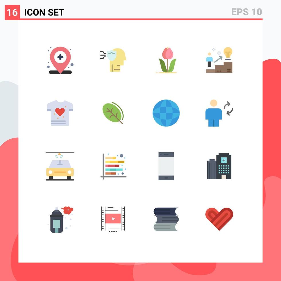paquete de 16 signos y símbolos modernos de colores planos para medios de impresión web, como solución usuario flora éxito rosa paquete editable de elementos creativos de diseño de vectores