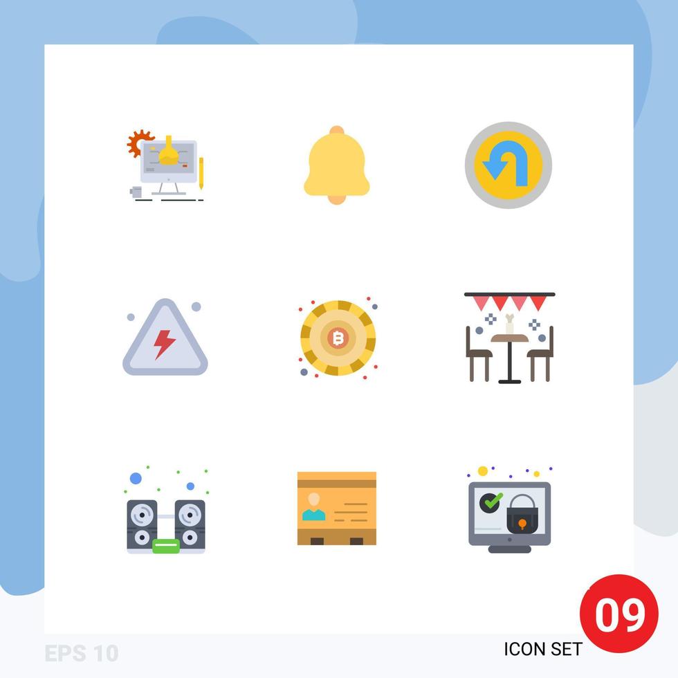 conjunto de pictogramas de 9 colores planos simples de elementos de diseño vectorial editables altamente inflamables de flecha de blockchain vector